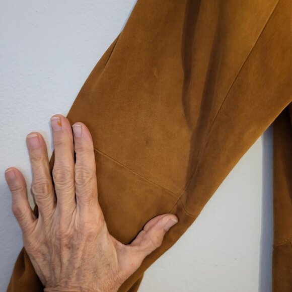 Coldwater Creek Women’s Soft Caramel Brown Suede Waterfall Jacket Cardigan Small - Picture 12 of 13